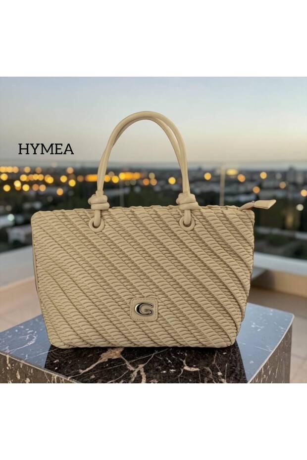 Premium g Logo Diagonal Woven Women's Hand and Shoulder Bag