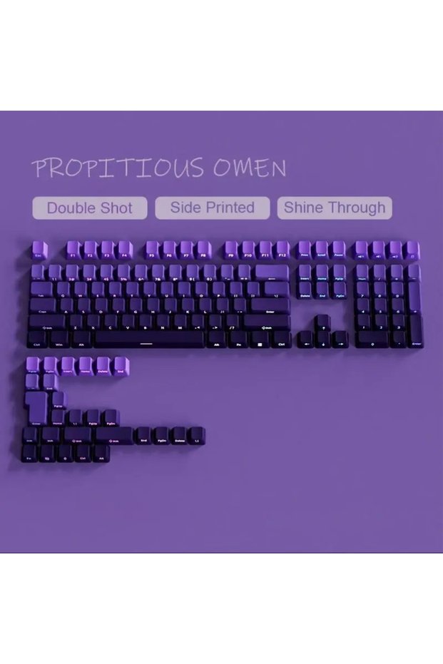 Violet Black Purple Side Engraved Translucent OEM Keycaps 130+ Keys PBT Small Full Set Keycaps for 6
