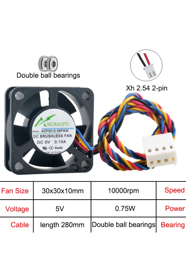 NO RGB black DC5V 4-pin ACP3010-05PWM ACP3010-12PWM 3cm 30mm Fan 30x30x10mm DC5V/12V 4-pin 8300/1000