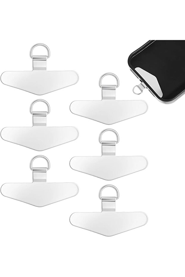 6 Pcs Phone Tether Tab, Heavy Duty Stainless Steel Cellphone Lanyard Tether Patches,