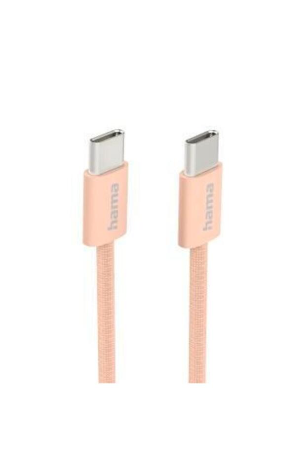 Hama Fabric Charging Cable, USB-C - USB-C, 1 M, Nylon, Orange