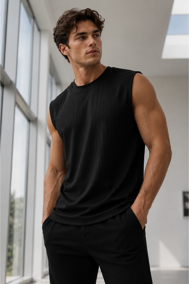 Men's Cotton Marcus Linear Flex Sleeveless Undershirt