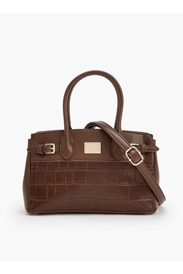 Textured Crossbody Bag with Detachable Strap