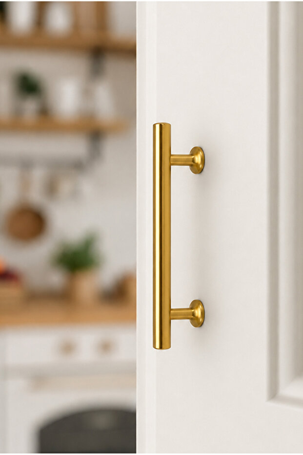 128 mm Gold Aluminum Furniture Handle | Kitchen Cabinet, Bathroom Cabinet, Wardrobe, Drawer Handle | Modern Design