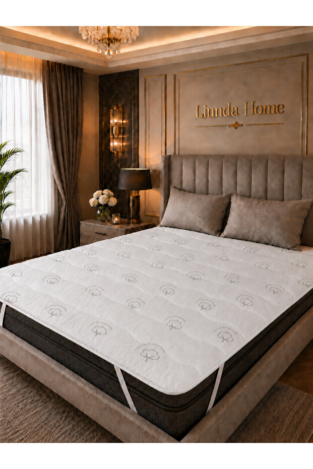 Cotton-Padded Quilted Mattress Pad – Corner Elastic, Breathable and Soft Textured
