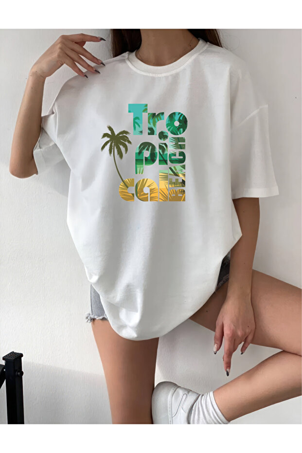 Palmi̇ye Design Printed Oversize T-Shirt