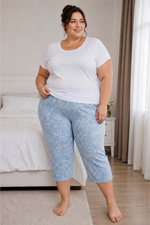 Lycra Ring Viscose King Size Capri Pajama Bottoms 6021