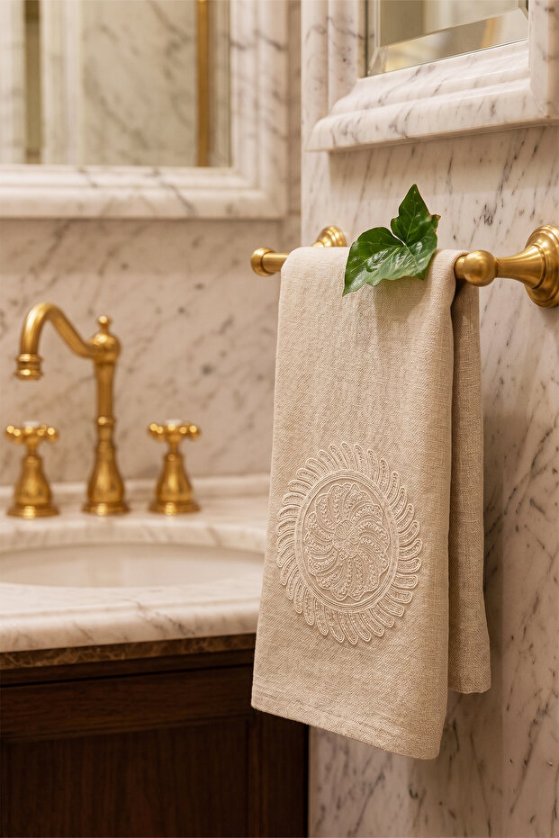 Ahsen French Laced Cotton Dowry Hand Towel 50X90 cm