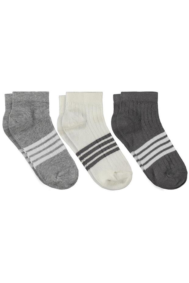 Derbili Striped 3-Piece Men's Booties Socks for 2-12 Years - Standard
