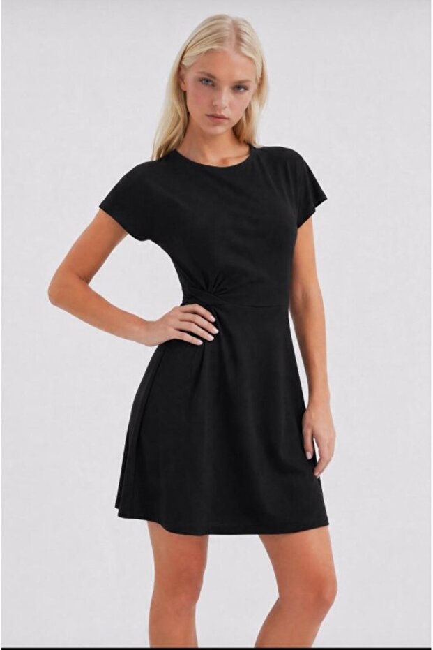 Women's sandy fabric mini dress