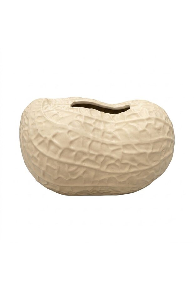 Cream Ceramic Peanut-Shaped Napkin Holder - 15×20 cm