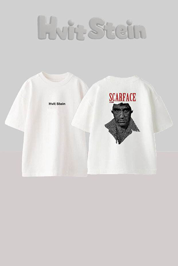 Scarface Al Pacino Design Back Printed Cotton White Oversize T-Shirt
