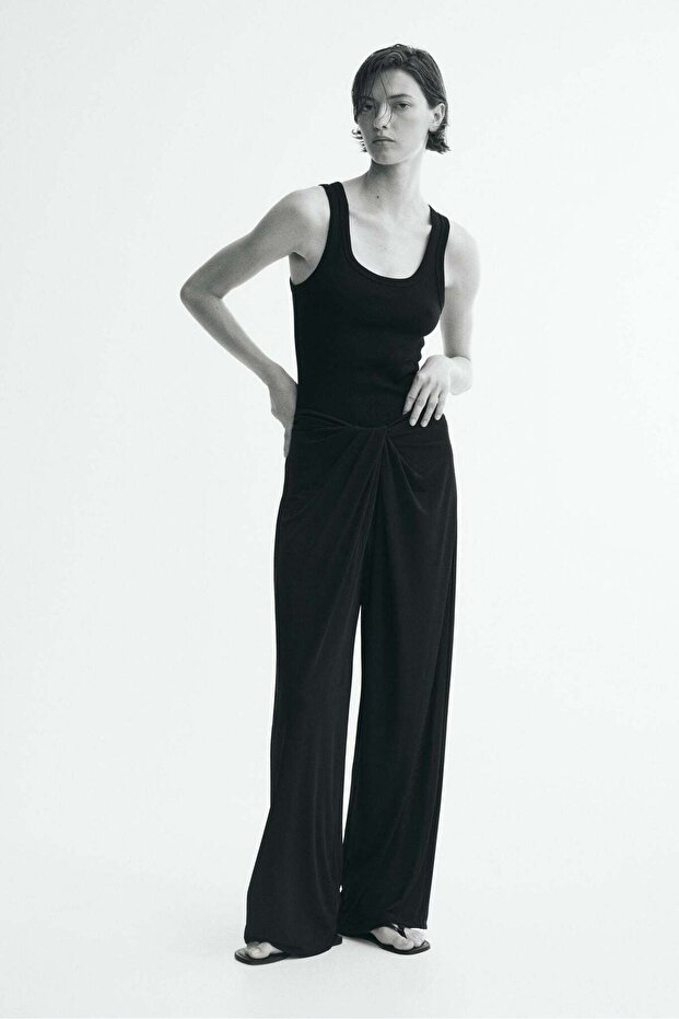 Twist-detail jersey trousers