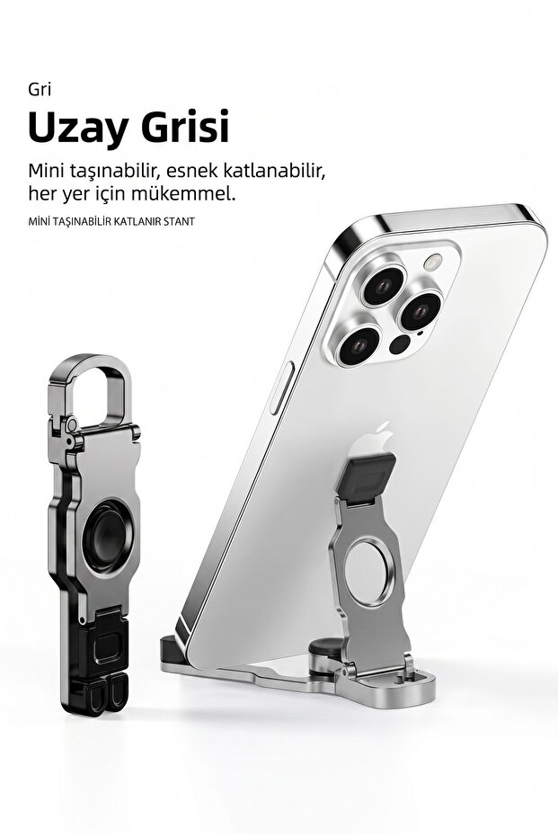 3 in 1 Aluminum Alloy Fidget Spinner Phone Tablet Stand | Foldable V-Shaped 360 ° Rotating Stress Relief Hand Toy | Portable Desktop Stand with Keychain Hook