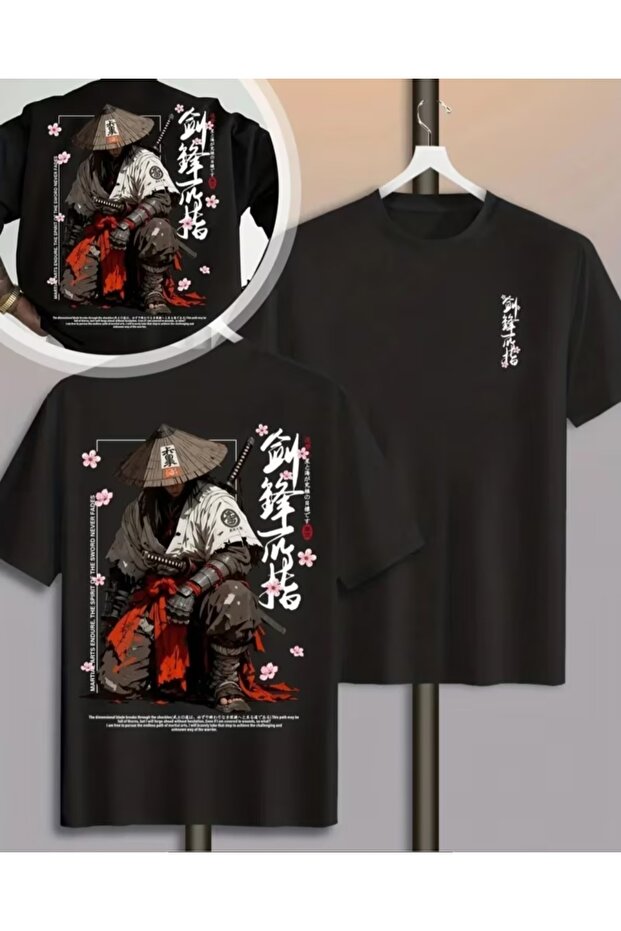 Japanese Samurai Printed Men's T-Shirt – Oversized Street Style Casual Unisex T-Shirt