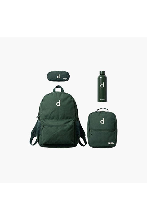 High Solid 4-Piece School Backpack Set with Lunch Bag and Pencil Case - 17 Inch