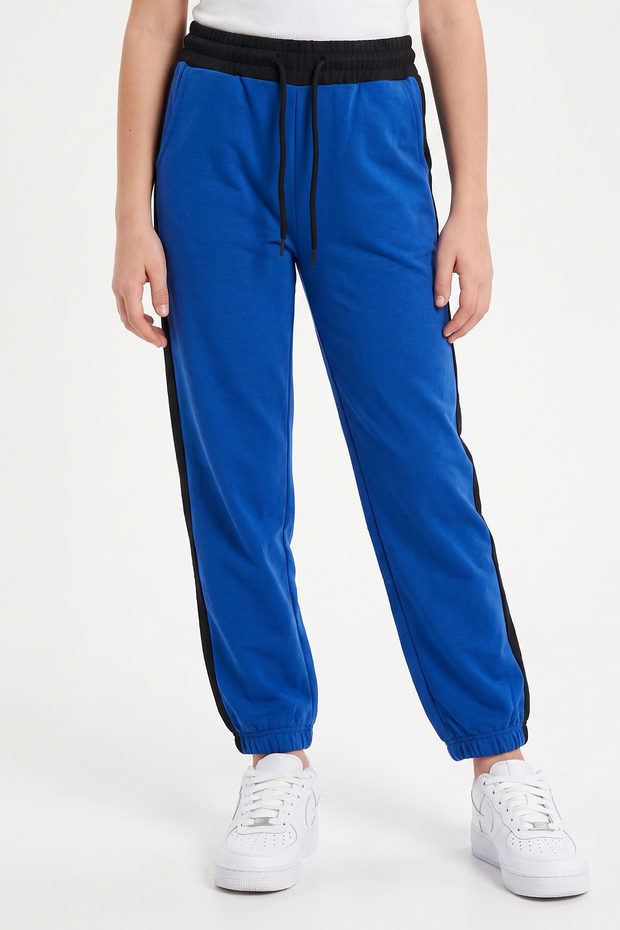 Girl's Striped Detailed Waist-Tie Elastic Cuffed Sweatpants