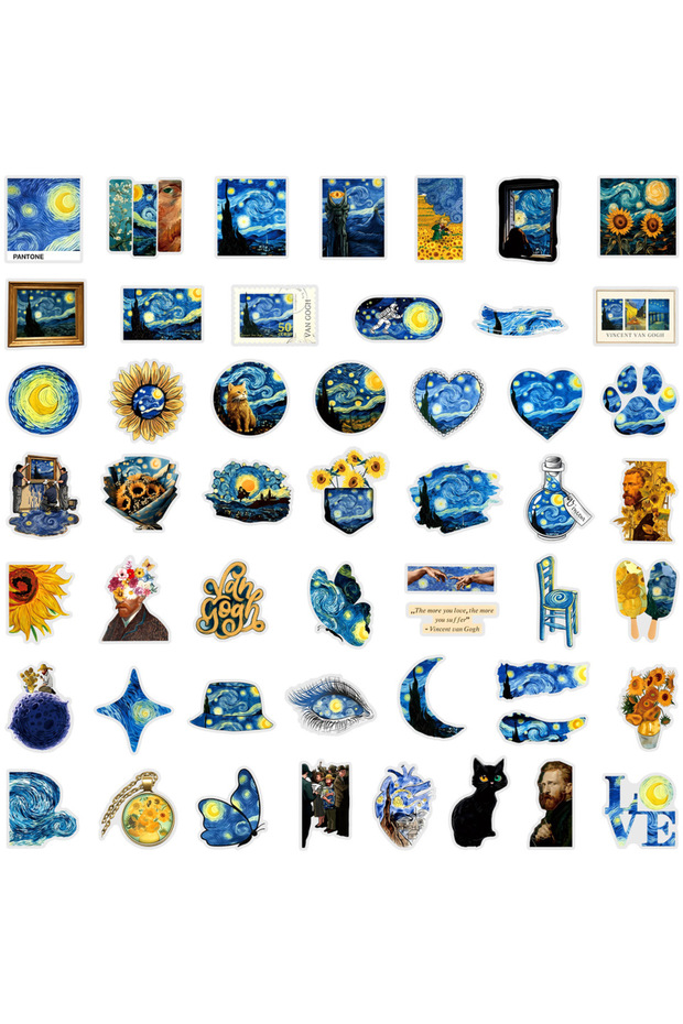 50pcs 50/100 Pcs Ins Style Creative Oil Painting Stickers, PET Waterproof Decals for Notebook Sc...