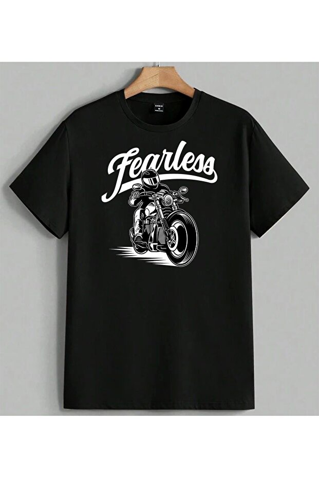 Motorcycle Biker Black Printed Unisex Oversize T-Shirt Black