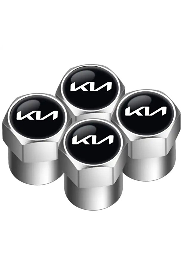 Kia Logo Aluminum Coating 4 Pieces Valve Cover (Silver)