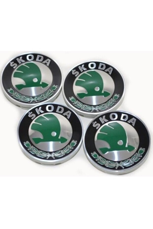 Skoda Aluminum Adhesion Wheel Hub Green 4S 60mm (4)