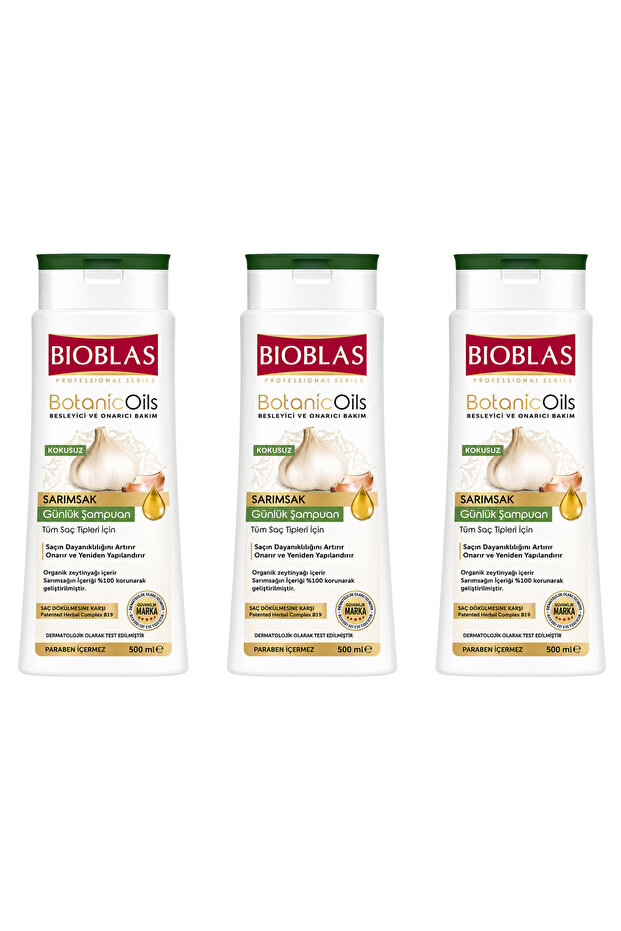 Botanical Oils Unscented Daily Shampoo with Garlic 500ml (3 Pcs)
