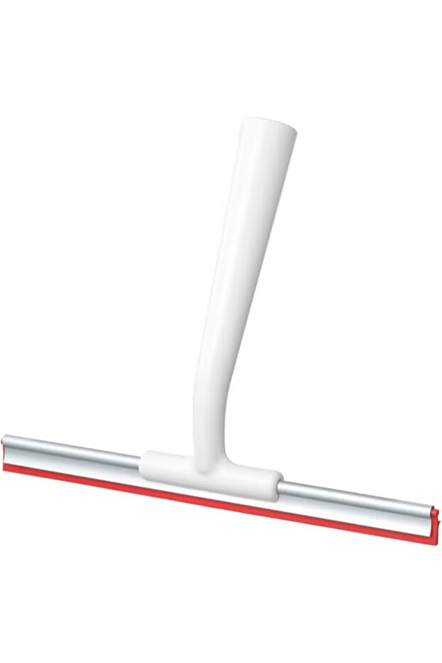 Window Squeegee with Handle, White and Red, Cleaning Tool for Glass and Shower Doors