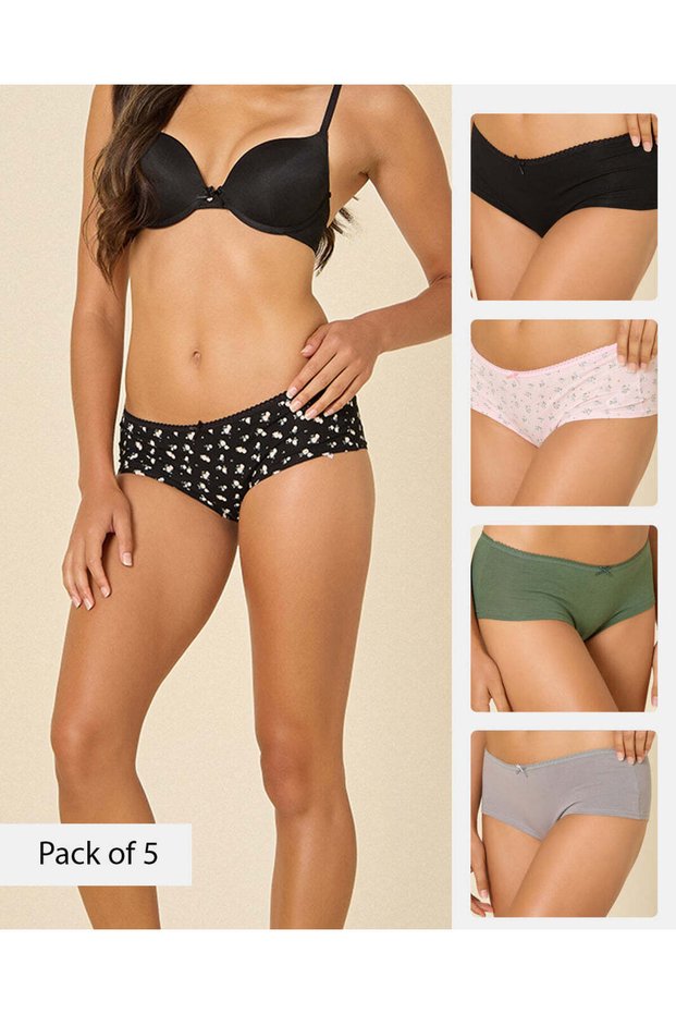 Women Assorted 365 Boyleg Briefs (Pack Of 5)