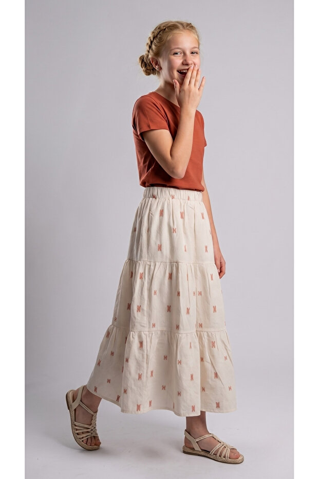 Girl's Patterned Maxi Skirt, Hijab Cotton Skirt, 7-14 Years Old
