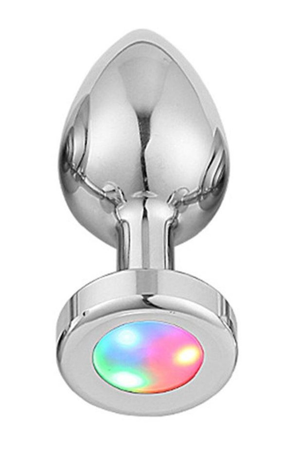Çelik Anal Plug Led Işıklı Orta Boy