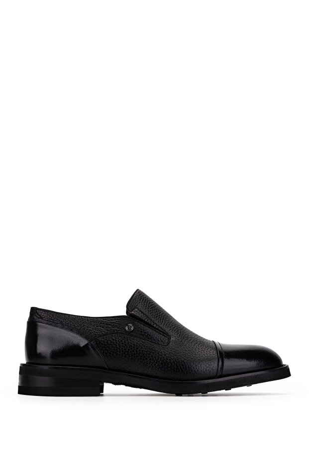 Men's Genuine Leather Black Floater Classic Shoes