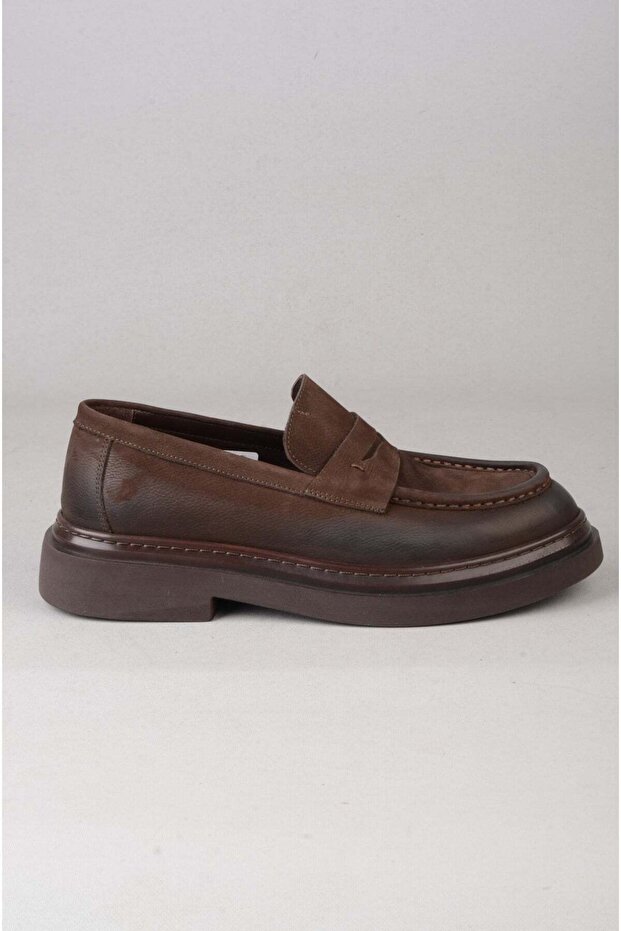 Seç Nola Genuine Leather Men's Shoes Brown Nubuck