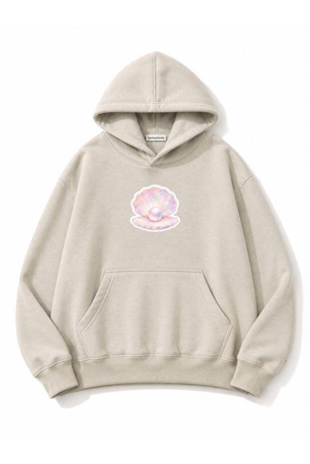 Pearl Printed Hooded 2 Thread Threaded Sweatshirt