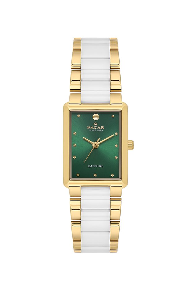 Sapphire Glass Classic Gold - White - Green Women's Watch Nc45-3925002-Dnwms