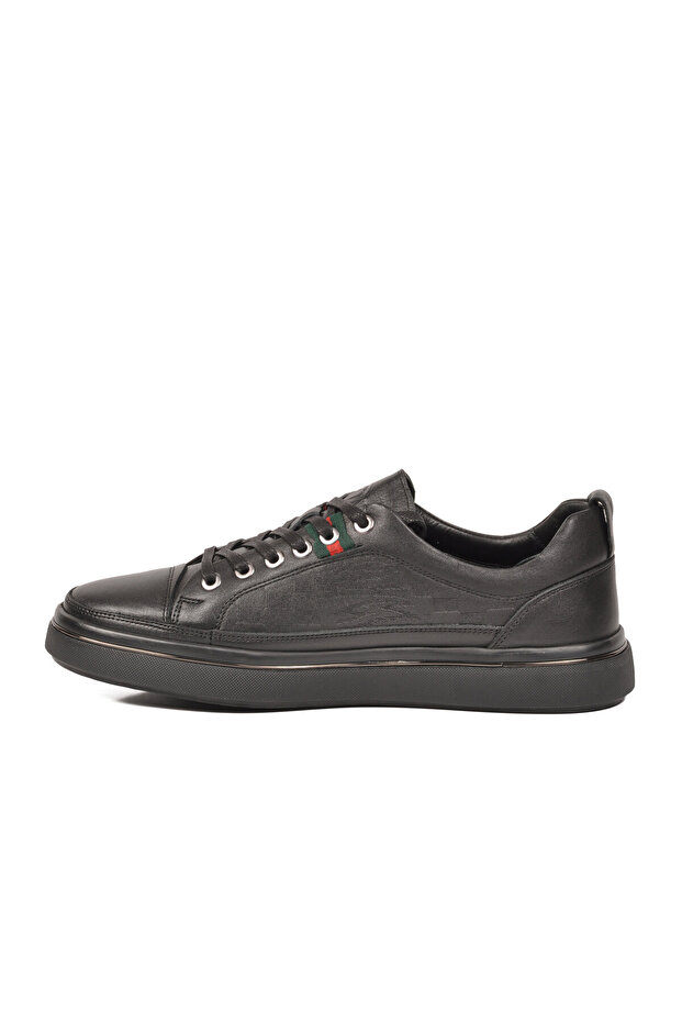 Black Genuine Leather Men's Casual Sneaker Memory Sole Daily Shoes M665 m