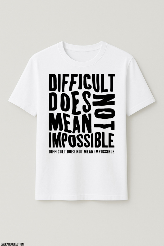 تيشيرت للجنسين مقاس كبير بتصميم 'Difficult Impossible'
