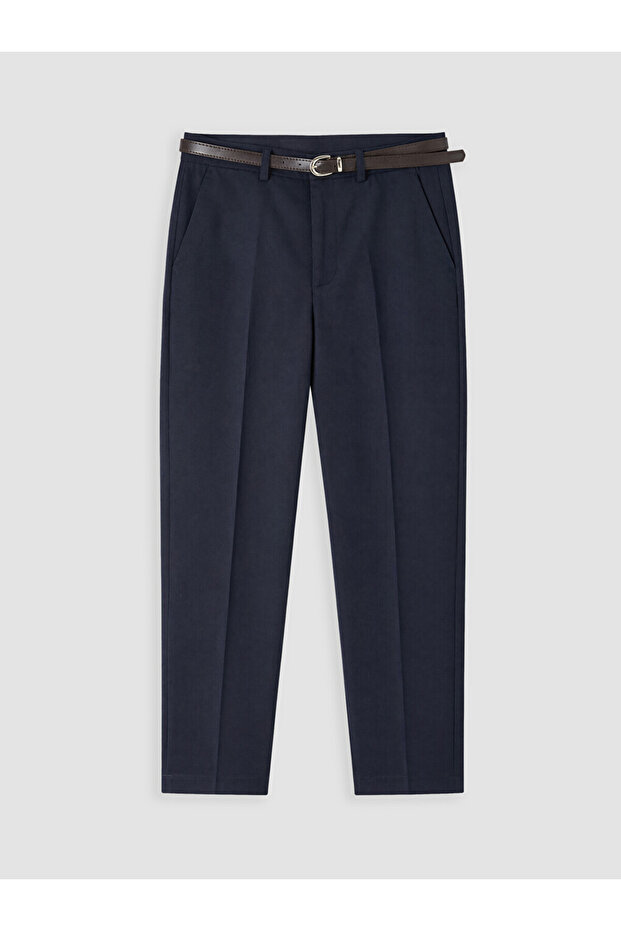 Lcw Vision Navy Blue Women's Fabric Trousers with Belt