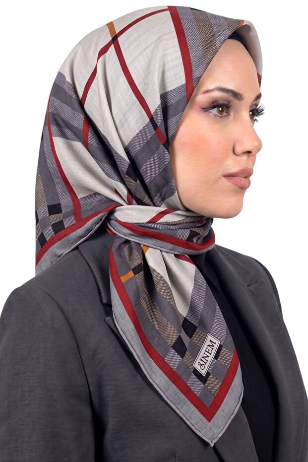 Women's Gray Plaid Patterned Cotton Stitched Writing Pad