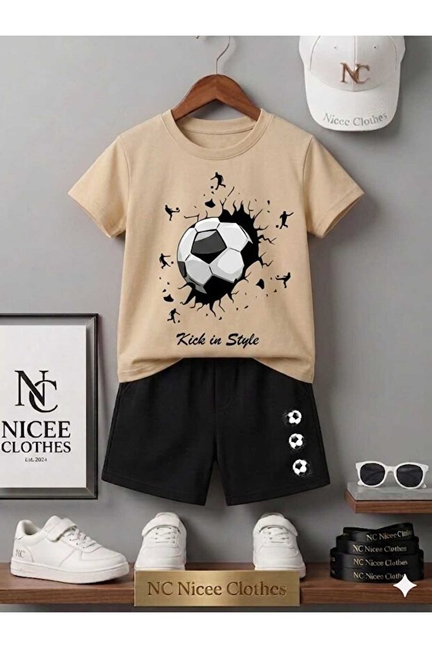 Summer Children's T-Shirt Shorts Unisex (Black Top Printed)