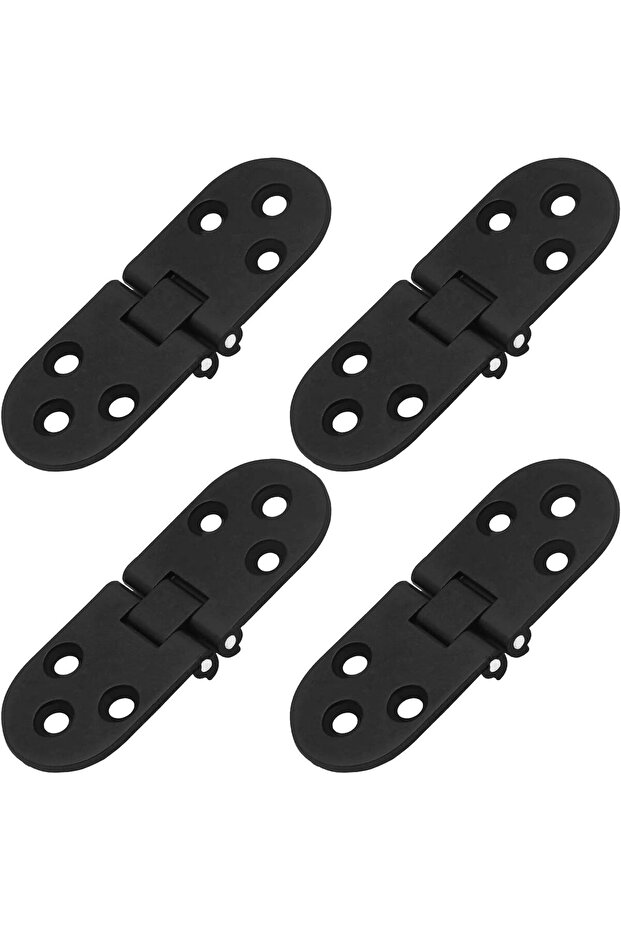 4-Piece Heavy-Duty Folding Butler Tray Hinges, 180-Degree Round Edge Flap Hinges for Tables (Black)
