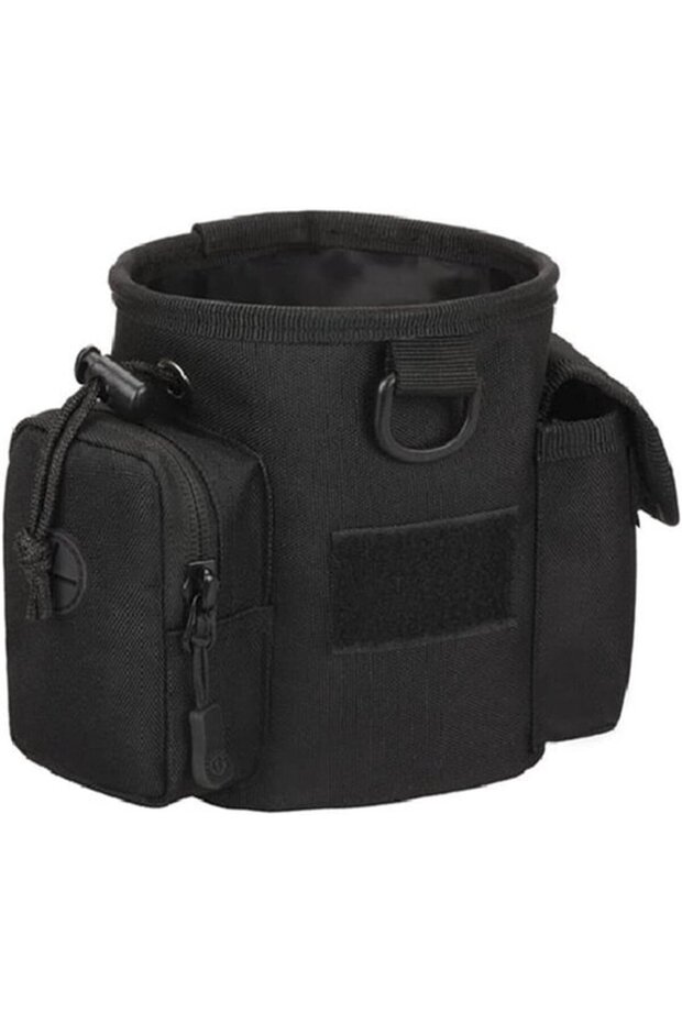 Compact tactical drawstring bag with dog treats for range training, hunting, and airsoft, also serves as a training bag for dog treats and pet toys.