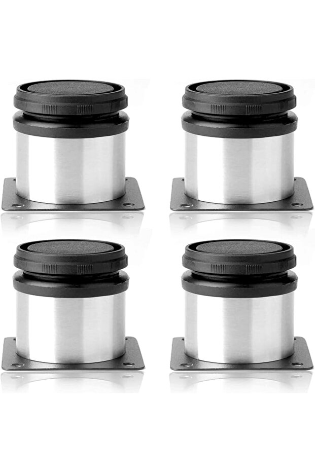 4-piece adjustable stainless steel round kitchen legs for DIY furniture, sofas, tables, cabinets, and shelves. Dimensions: 50 x 50 mm.