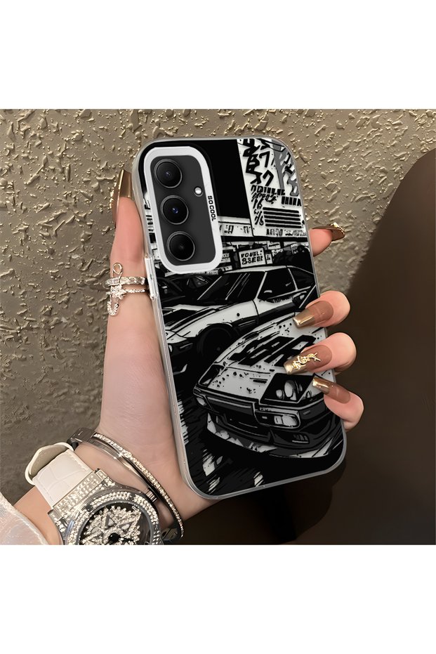 Samsung Galaxy A55 Compatible Manga Drawing Classic Car Plain Print Quality Silicone Case