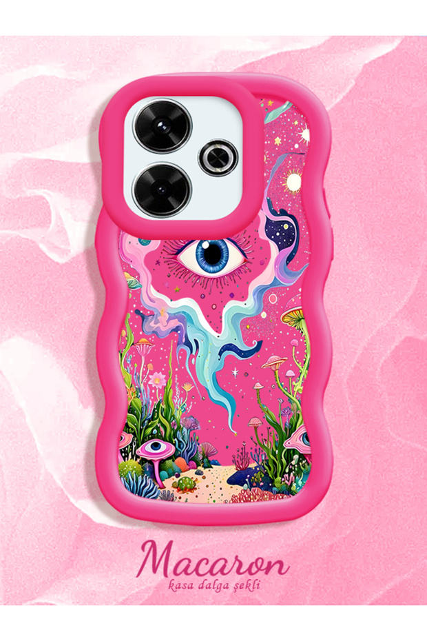 Redmi 13/13X Compatible Colorful Psychedelic Eye Mushroom Drawing Flat Print Case