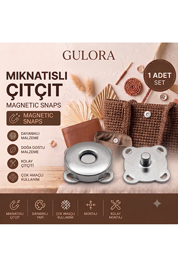 Magnetic Snap Button Silver Sewable 1 Piece