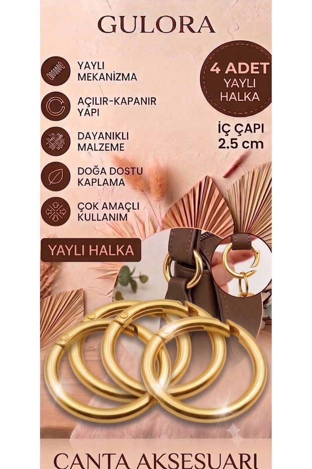 Spring Metal Ring Gold (4 Pcs -2,5 cm)
