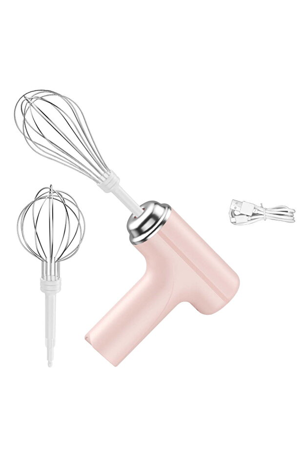 Electric hand mixer w/three speeds, equipped w/two detachable SS whisks, Kitchen whisk for baking, cakes, creams, dough - Pink (185W)
