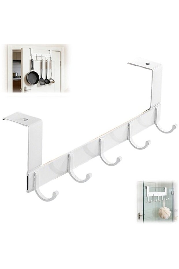 Behind-Door Coat & Towel Rack Hooks - Bathroom & Bedroom Shelf - White