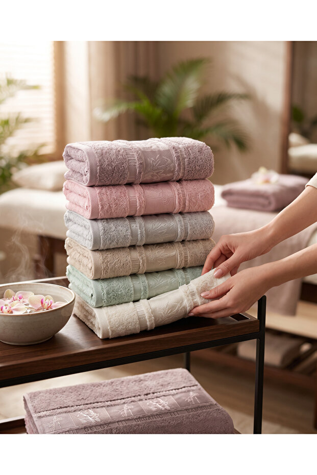 100% Bamboo 6-Piece Face Towel Set 50X90 cm Ultra Soft High Water Absorbent Premium Bath Towels