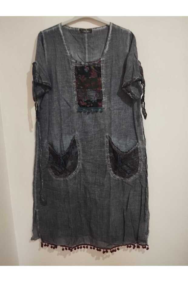Authentic, Double-Layered, 100% Pure Stone-Washed Woven Cotton, Wide Fit, Short Sleeves, No Lycra Dress